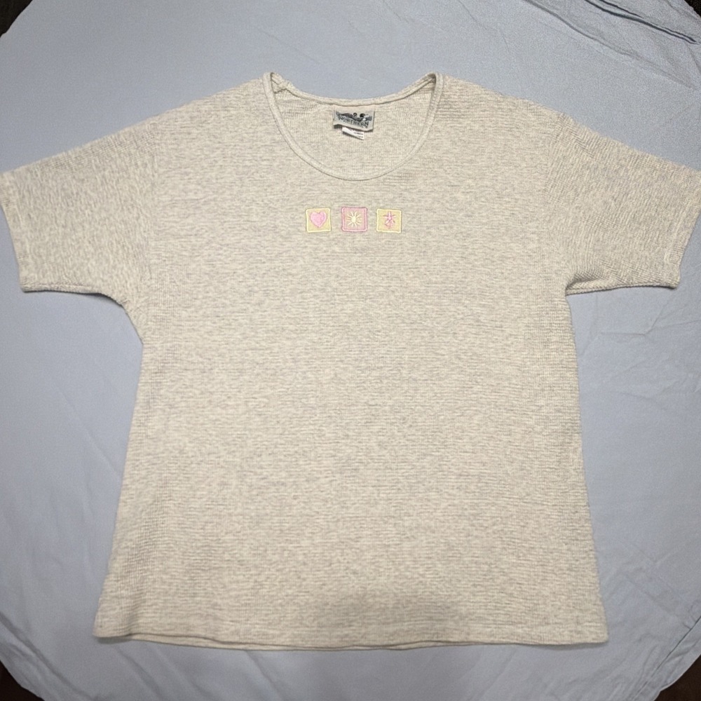 Northern Reflections Vintage Waffle T Shirt Women's Large Cottagecore Grandma‎